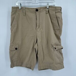 Urban Pipeline Mens Ripstop Cargo Shorts Sz 36 Kahki Relaxed Cotton 12 In Inseam